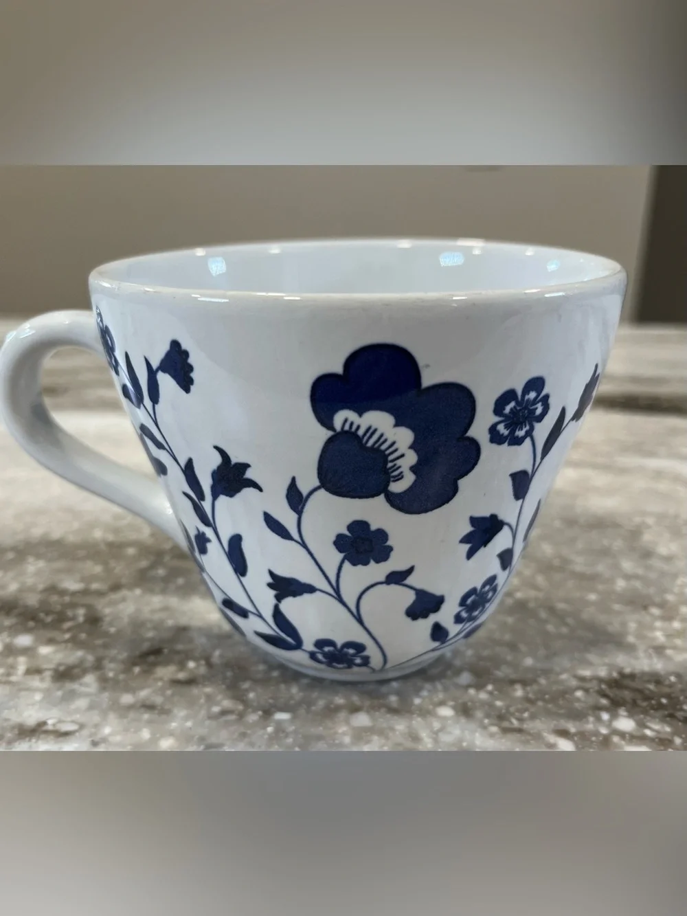 IKEA White Ceramic Mug with Blue Floral Motif